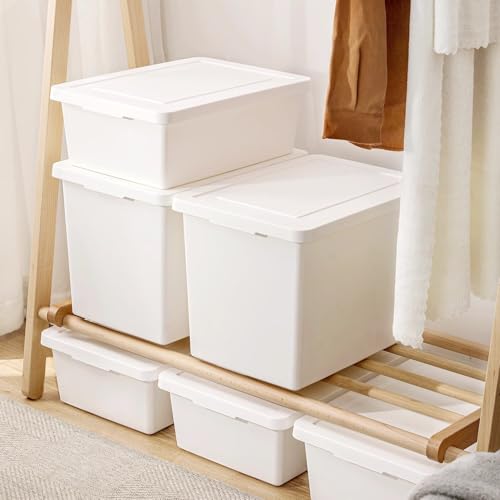 YUNGSHY 2 Pack 15 Quart White Large Stackable Storage Bins With Lids,Bathroom Closet Undersink Organizers and Storage Containers and Durable Nestable Closet, Garage, Totes (white, 15Qt. -2Pack) - size: 15Qt. -2Pack