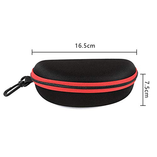 3 Pack Zipper Shell Eyeglasses and Sunglasses Case with Plastic Carabiner Hook - color: Red