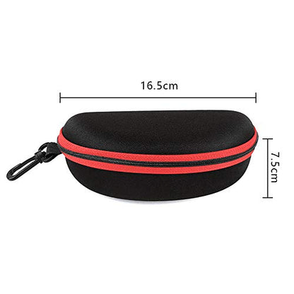 3 Pack Zipper Shell Eyeglasses and Sunglasses Case with Plastic Carabiner Hook - color: Red