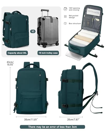VGCUB Large Travel Backpack with Vacuum System Carry on Personal Item Storage Compression Seal Bags for Clothing with Pump Work Business Vacpack Laptop Backpack for Women Men Peacock Blue