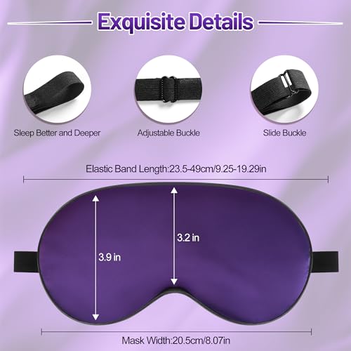 Sleep Mask, Silk Eye Mask for Sleeping with Adjustable Strap, Blindfold Eyeshade for Men & Women, Comfortable & Soft Eye Cover Eyeshade for Night Sleep (Dark Purple) - color: Dark Purple