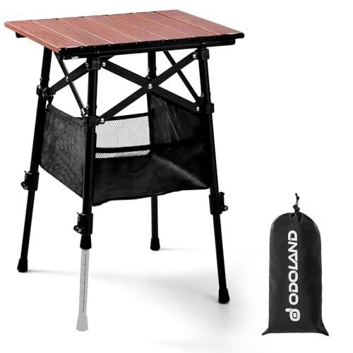 Odoland Portable Camping Table, 15.8"L x 11.8"W Folding Table with Adjustable Height 15.8" - 22", Small Beach Table with Storage Bag for Outdoor Camp, Cooking, Picnic, Travelling, Backyards, Fishing - size: 15.75"L x 11.81"W x 15.75"H