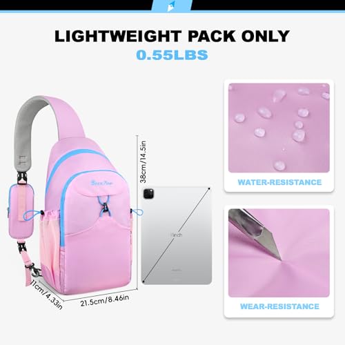 Seektop RFID Anti-Theft Crossbody Bag Sling Backpack for Women & Men, Casual Chest Daypack for Daily Travel - color: Pink