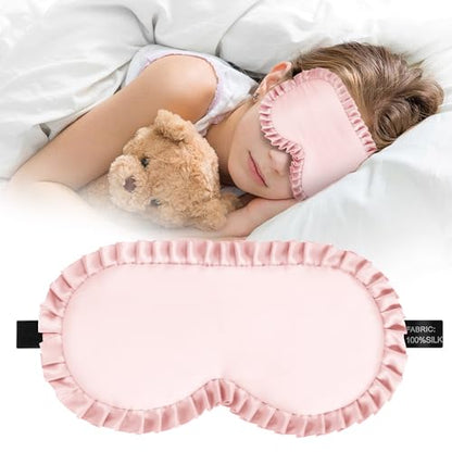 Kids Sleep Mask, 100% Real Mulberry Silk Eye Mask, Sleeping Mask for Kids with Adjustable Elastic Band, Soft & Light Blocking Eye Cover Gift for Boys Girls Teens Age 5+ (Pink) - color: Pink