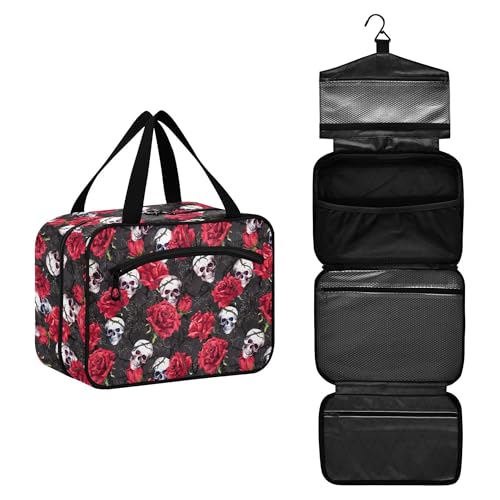 MNSRUU Toiletry Bag, Gothic Skulls Pattern, Waterproof Cosmetic Case for Travel, Women - color: Skulls 007