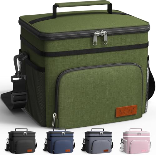 HOTOR Insulated Lunch Box for Men & Women - Leak-Proof Cooler Lunch Bag with 4 Pockets, Adjustable Strap, Ideal for Work, Picnic, Travel - Medium, Cationic Green, 10.2"×6.9"×8.5" - color: Cationic Green, size: 9l - 1 Tier