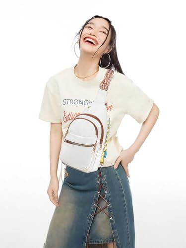 AOSTIHOT Crossbody Small Sling Backpack Sling Bag for Women, Chest Bag Daypack Crossbody for Travel Sport Running Hiking White Brown - color: Z-white Brown