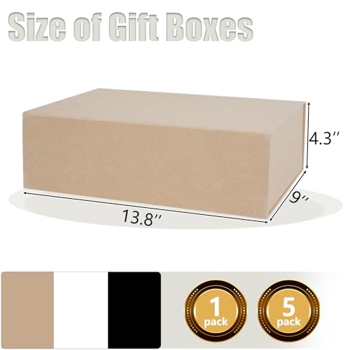 Aimyoo Brown Gift Box, 13.8x9x4.3 in Presents Box with Lids Magnetic Closure Rectangle Collapsible for Groomsman Proposal Box, Wedding, Birthday Gift Packging 5 Pack - color: Brown, size: 5 count (Pack of 1)