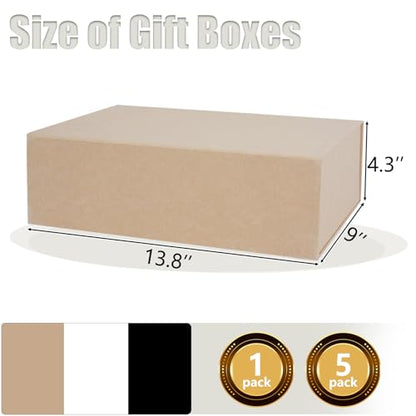 Aimyoo Brown Gift Box, 13.8x9x4.3 in Presents Box with Lids Magnetic Closure Rectangle Collapsible for Groomsman Proposal Box, Wedding, Birthday Gift Packging 5 Pack - color: Brown, size: 5 count (Pack of 1)