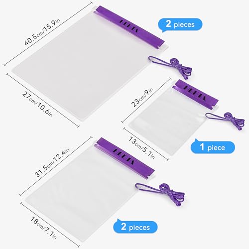 HEETA 5-Pack Clear Waterproof Dry Bag Pouch, Water Tight Cases Dry Bags Document Holder for Camera Mobile Phone Maps, Kayaking Boating - color: Purple