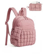 BAGSMART Mini Backpacks for Women, Puffy Checkered Quilted Small Backpack with Pouch, Lightweight Daypack Purse, Water-Resistant Bookbag for Daily Travel College, 2-in-1 Set, Dark Pink - color: Dark Pink