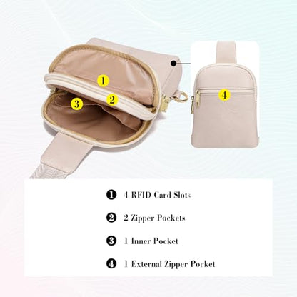 INICAT Anti Theft Crossbody Bags for Women Travel Small Sling Bag Fanny Packs Cross Body Purses Everyday - color: Milky White Antitheft, size: Large