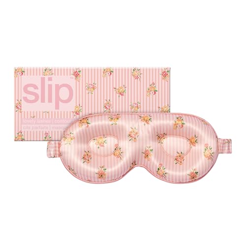 slip Petal Contour Sleep Mask | Pure Silk, 100% Mulberry Silk | Contoured Design for Optimal Light Blocking & Comfort | Soft, Gentle on Skin, Adjustable Strap for Perfect Fit | Ideal for Restful Sleep - color: Petal, Rose, Black, Meribella