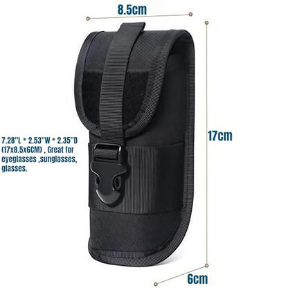 ACEXIER MOLLE Glasses Pouch Outdoor Durable Tactical Pouch Sunglasses Case Army Style Flashlight Pouch with Buckle - color: Black