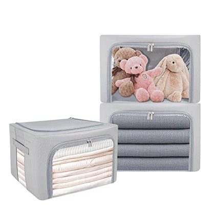 UUBEMM Clothes Storage Bins with Foldable Sturdy Frame,Stackable Storage Box for Closet Shelf Organizers for Seasonal Clothing,Blankets,Towel Bed Sheets,Toys Gift Others (Medium -40L x3PACK, Grey) - size: Medium -40L x3PACK