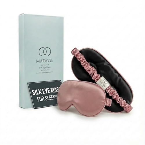MATASSE 100% Mulberry Silk Sleep Mask 22 Momme Grade 6A - 3D Contoured Eye Mask for Sleeping, 14mm Deep Eye Cups, Total Blackout Blindfold for Women Men, Adjustable Strap, Side Sleeper (Pink/Black) - color: Pink/Black