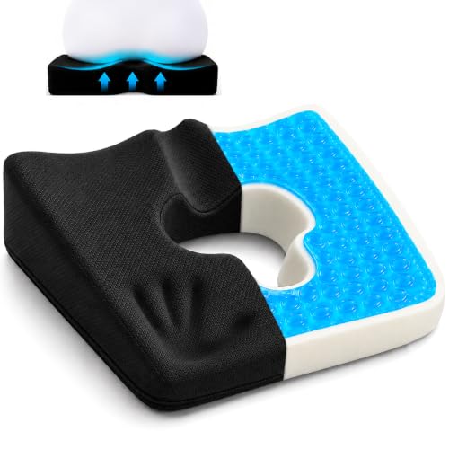 Gel Wheelchair Seat Cushion,Bed Sore Cushions for Butt,Gel Cushion for Pressure Relief,Donut Pillow for tailbone pain relief,Coccyx,hemorrhoid Pillow,Cushion for Office Chair18"Lx15"Wx3"H(BLACK) - color: Black