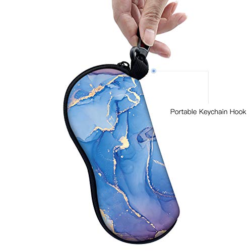 Sunglasses Soft Case with Carabiner Ultra Light Neoprene Zipper Glasses Case - color: Rebl Marble