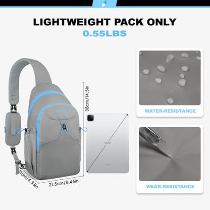 Seektop RFID Anti-Theft Crossbody Bag Sling Backpack for Women & Men, Casual Chest Daypack for Daily Travel - color: Gray