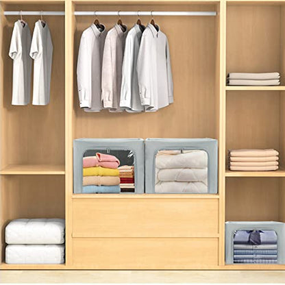 UUBEMM Clothes Storage Bins with Foldable Sturdy Frame,Stackable Storage Box for Closet Shelf Organizers for Seasonal Clothing,Blankets,Towel Bed Sheets,Toys Gift Others (Medium -40L x3PACK, Grey) - size: Medium -40L x3PACK