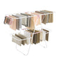 SONGMICS Clothes Drying Rack, Foldable 2-Level Laundry Drying Rack, Free-Standing Laundry Airer, with Height-Adjustable Wings, 33 Drying Rails, Sock Clips, White and Pink ULLR053P01V1 - color: White + Pink, size: 2 Tiers（22"d x 61.8"w x 64.3''h )