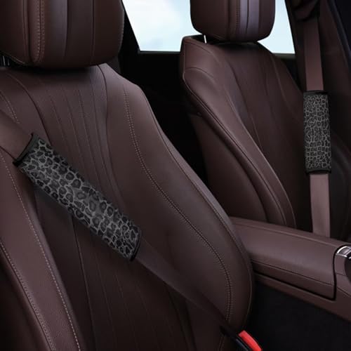 Gray Leopard Print Car Seat Belt Cover Seatbelt Shoulder Pad 2 Pack Comfortable Car Interior Automotive Anti-Slip Shoulder Strap Protects Fit Most Cars, Truck, Suv, or Van - color: A-Gray Leopard Print