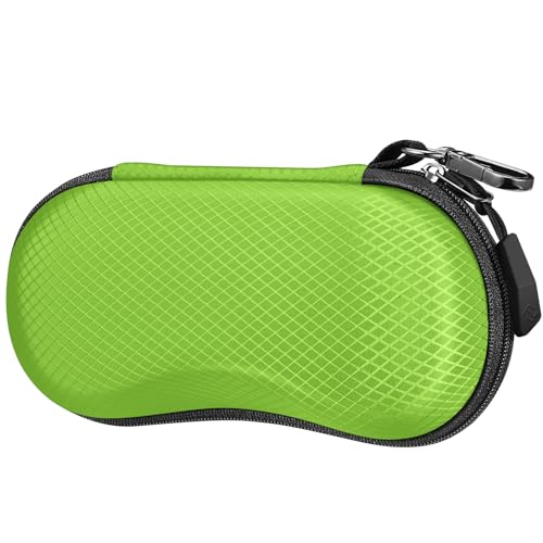 FINTIE Sunglasses Case, Hard EVA Shell Shockproof Sport Glasses Case with Metal Carabiner Travel Zipper Eyeglasses Holder - color: Emerald Green