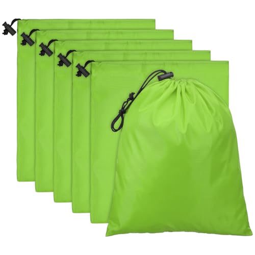 PATIKIL Travel Storage Bags with Toggle 10 x 12 Inch, 6 Pack Waterproof 210D Polyester Drawstring Bag Stuff Sack Cinch Bag for Gym Traveling Hiking Yoga Shoes Organizer, Light Green - color: Light Green, size: 10 x 12 Inch