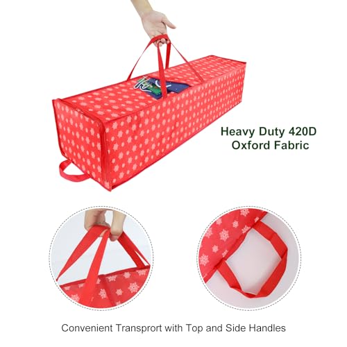 Christmas Wrapping Paper Storage Containers,40 Inch Gift Wrapping Organizer Storage,Fits 20 Standard Rolls of Wrapping Paper,Breathable Fabric, Square - color: red-40in-1p