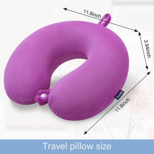 Travel Pillow Comfortable Neck Pillow U Shape Memory Foam Support Neck and Head Portable Travel Neck Pillow Suitable for Airplane, Trains, Self-Driving Cars - color: Purple