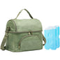 Waxed Canvas Lunch Bag with 2 XL Ice Packs, Canvas Lunch Box, Lunch Cooler for Men Work, 10.5L 2 Compartments Insulated Leakproof Cooler Bags for Camping, Beach and Road Trips - color: London Green