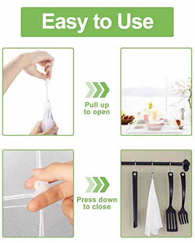 Large Food Cover,6 Pack Mesh Food Tent,17"x17",White Nylon Covers,Pop-Up Umbrella Screen Tents,Patio Net for Outdoor Camping, Picnics, Parties,BBQ,Collapsible and Reusable - color: White