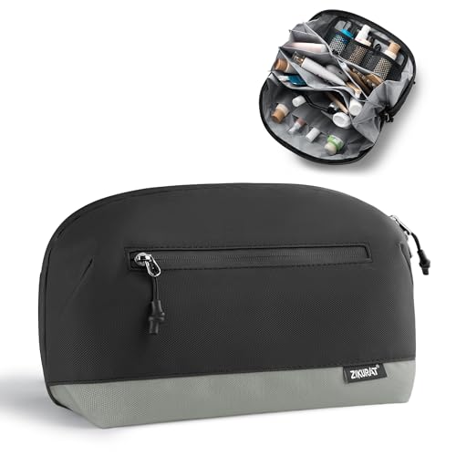 Zikurat Toiletry Bag for Men & Women, Travel Dopp Kit with Magnetic Pouch, Waterproof Zipper & Wet Dry Separation, 180° Lay Flat Cosmetic Organizer, Large Capacity Travel Essentials (S/M/L) - color: Brown, size: Small