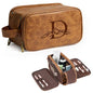 Janhavi Birthday Gifts for Men, Beach Vacation Essentials, Waterproof Toiletry Bag with Hook, Personalized PU Leather Laser Engraved Initials & Mountain, Birthday Gifts For Him (Brown D) - color: Brown, style: D