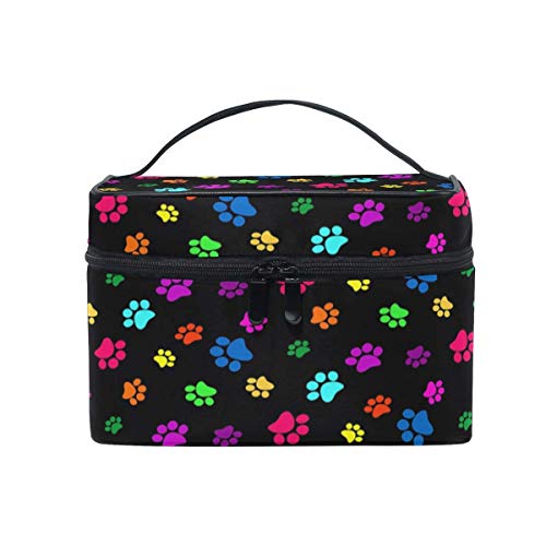 Travel Cosmetic Bag Colorful Dog Paw Print Toiletry Makeup Bag Pouch Tote Case Organizer Storage For Women - color: color1