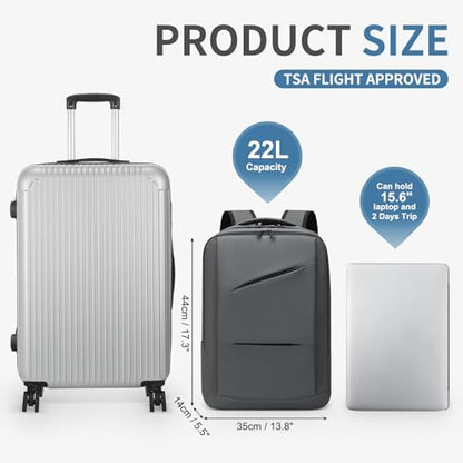 15.6 Inch Laptop Backpack for Men Women, 22L Business Travel Backpack W/USB Charging Port. Water Resistant Work Bookbag, Grey - color: Grey