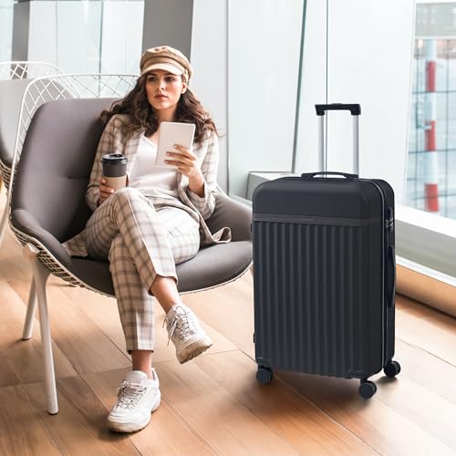 Merax Luggage Sets, Durable Hardshell 3 Piece Suitcase with Double Spinner Wheels and Handle Bags,Lightweight Carry on Luggage with TSA Lock,20+24+28 inches,Black - color: Black, size: 3 Piece(20+24+28+Bags）