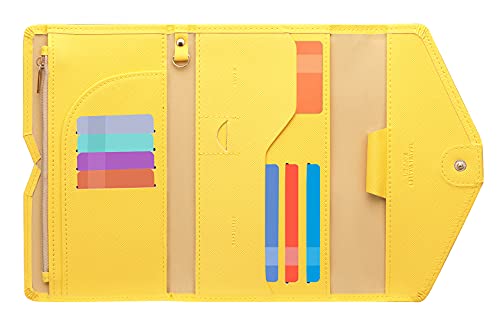 ZOPPEN Mulit-purpose Rfid Blocking Passport Holder Travel Wallet (Ver.4) Passport and Vaccine Card Holder ComboTri-fold Document Organizer Travel Essentials - color: #22 Primrose Yellow