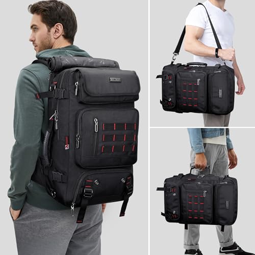 WITZMAN Carry on Travel Backpack for Men Women Airline Approved Convertible Nylon Duffle Backpack Luggage Bag (B682 Black) - color: 01.black