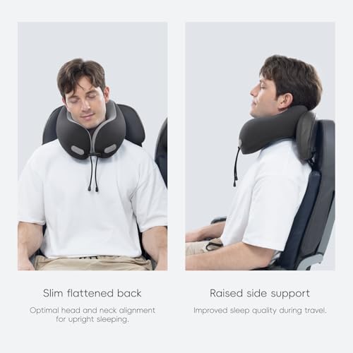 urnexttour Neck Pillow for Travel Memory Foam Design Models Pillows with Zero Eye Pressure 3D Eye Mask and Compact Bag Traveling Essentials Plane Car Flight Rest Sleeping Use Adult, Dark Gray - color: Dark Gray