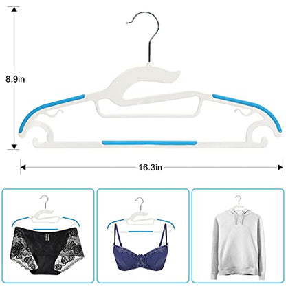 Tinfol Dry Wet Hangers - Space Saving Clothes Hanger, 30pc Plastic Suit Hangers with Non-Slip Pads Clothes - Heavy Duty Hanger Perfect for Cloth, Underwear, Pants, Shirts and Sweaters - color: White, size: 30 Pack