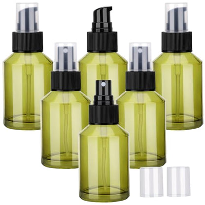 Segbeauty 6pcs 2oz Glass Pump Bottle Dispenser of 3pcs Travel Lotion Container, 3pcs Travel Spray Bottle, 60ml Refillable Perfume Atomizer Empty Lotion Bottles, Small Glass Bottles for Toiletries - size: 2oz+2 fl oz
