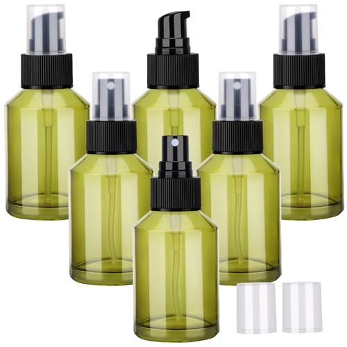 Segbeauty 6pcs 2oz Glass Pump Bottle Dispenser of 3pcs Travel Lotion Container, 3pcs Travel Spray Bottle, 60ml Refillable Perfume Atomizer Empty Lotion Bottles, Small Glass Bottles for Toiletries - size: 2oz+2 fl oz