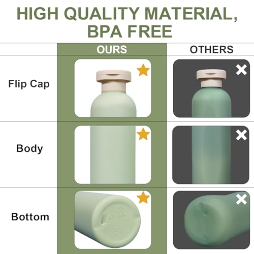 ASEVAT 8.8oz 4Pcs Green Plastic Refillable Travel Shampoo and Conditioner Bottles Plastic Refillable Travel Shampoo Bottles with Flip Cap Shampoo and Conditioner Dispenser - color: Green, size: 8.8oz