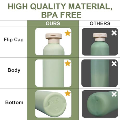 ASEVAT 8.8oz 4Pcs Green Plastic Refillable Travel Shampoo and Conditioner Bottles Plastic Refillable Travel Shampoo Bottles with Flip Cap Shampoo and Conditioner Dispenser - color: Green, size: 8.8oz