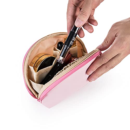 Hekyip Half Moon Cosmetic Beauty Bag for Purse Travel Handy Makeup Pouch for Women Ladies (PINK) - color: PINK