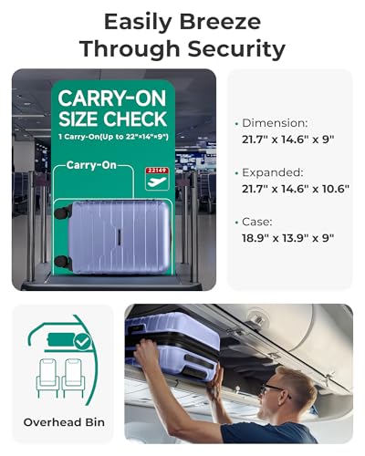 BAGSMART Carry On Luggage 22x14x9 Airline Approved with Spinner Wheels,Lightweight 20 Inch Luggage with TSA Lock,Expandable Hard Shell Carry On Suitcases for Men Women,Slate Blue - color: Slate Blue