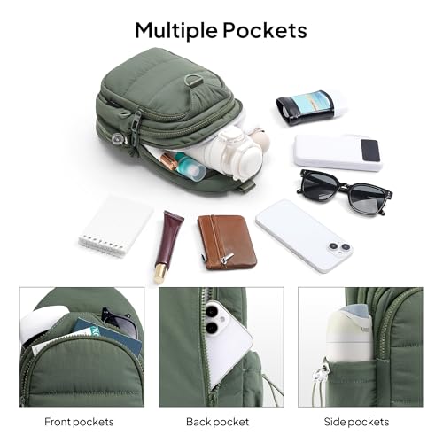 TOPEAST Sling Bag for Women, Anti-Theft Crossbody Bag with RFID Blocking & Water Bottle Holder for Travel, Water-resistant - color: Green
