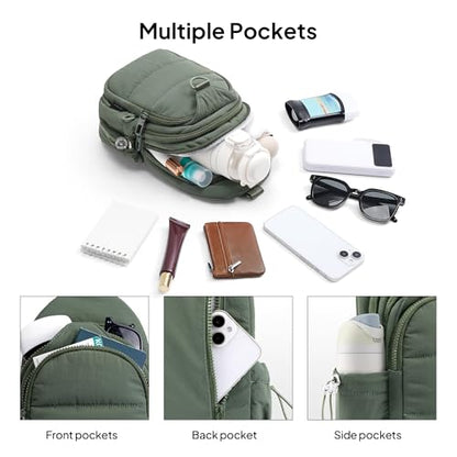 TOPEAST Sling Bag for Women, Anti-Theft Crossbody Bag with RFID Blocking & Water Bottle Holder for Travel, Water-resistant - color: Green