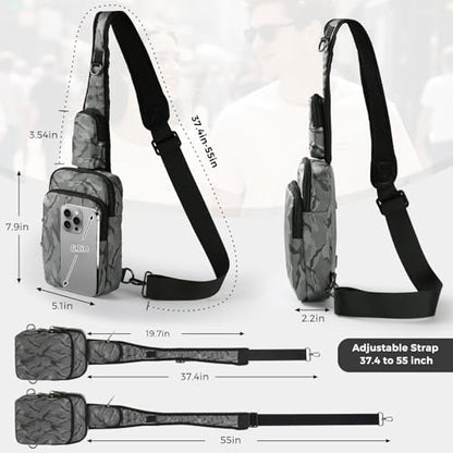 VADOO Sling Bag, Crossbody Bag with Zipper Lock, RFID Blocking & Water Resistant for Men and Women - color: Camouflage Grey